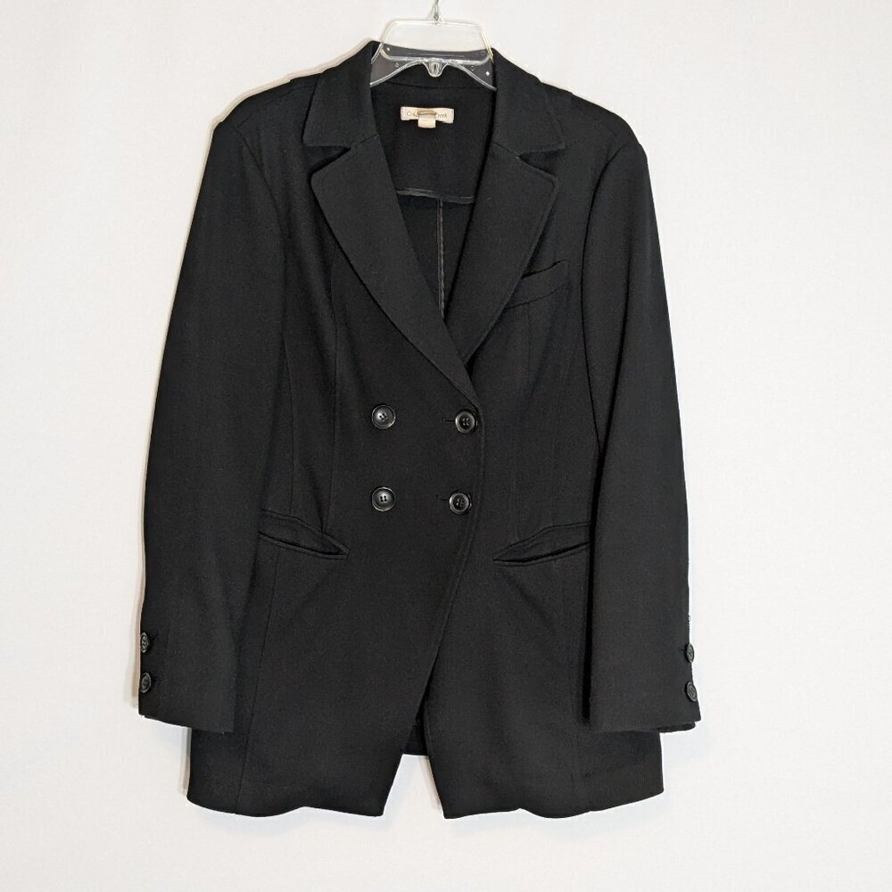 COLDWATER CREEK Black Double Breasted Dress Business Pea Coat; Size 12